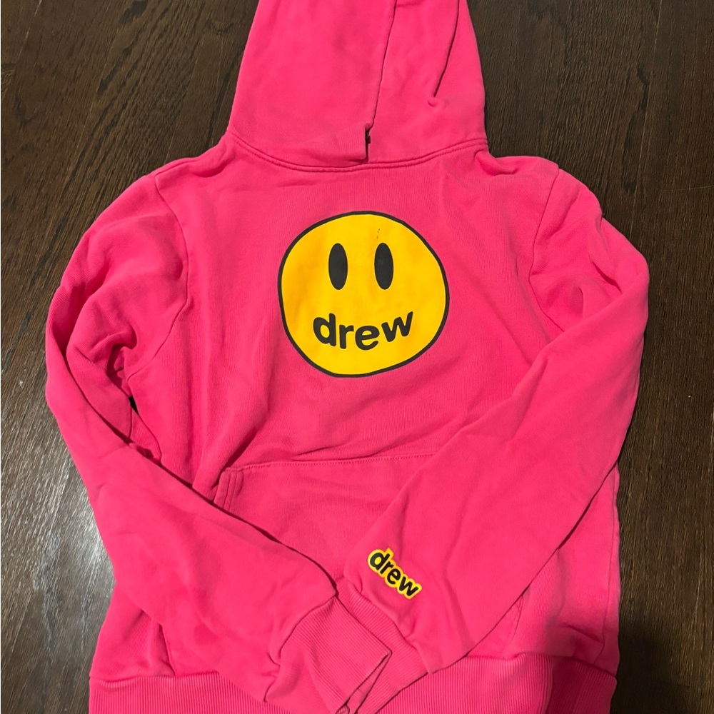 Drew House Kids Hoodie in Pink with Yellow Smiley